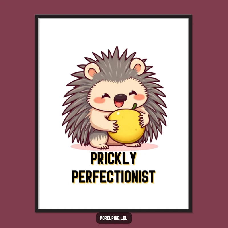 Funny Porcupine Fruit Balance Digital Art Print - Instant Hilarious Decor for Your Walls