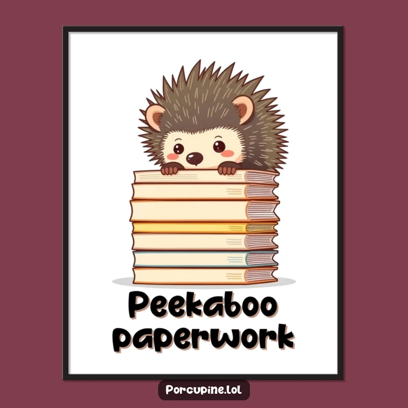 Printable Funny Porcupine File Stack Art: Instantly Relatable Office Humor for Walls