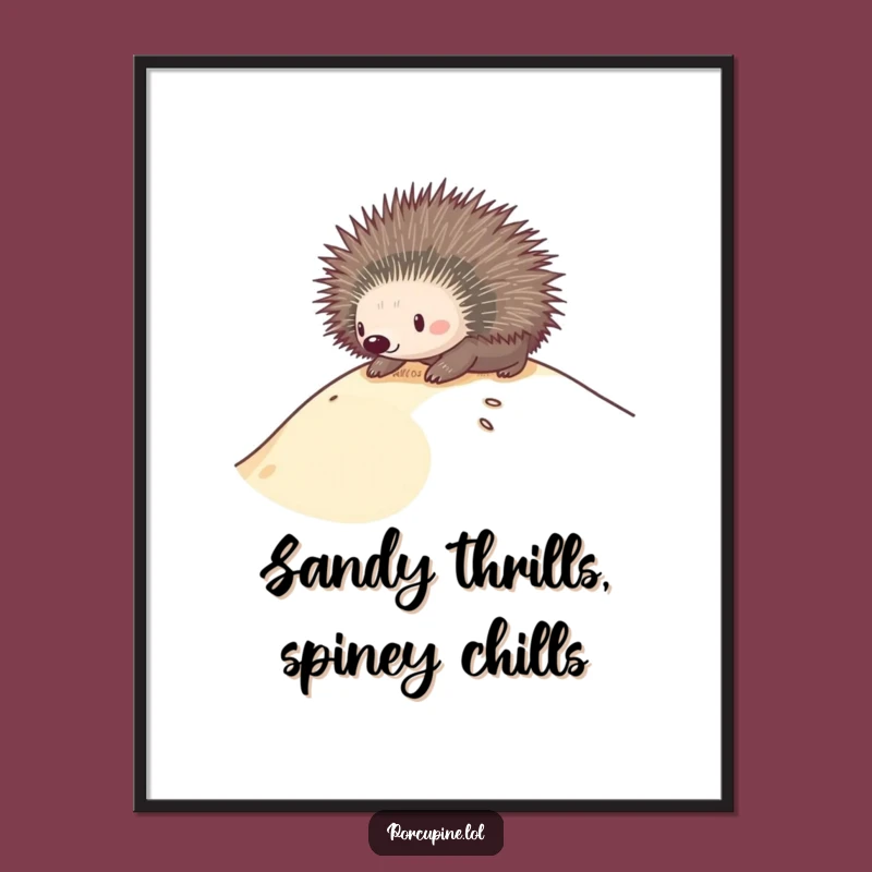 Funny Porcupine Dune Slide Digital Art - Instant Hilarious Decor for Your Walls