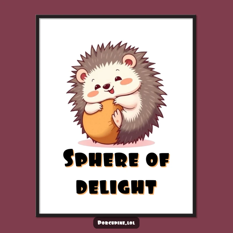 Funny Rolling Porcupine Digital Art: Instant Playful Charm for Walls