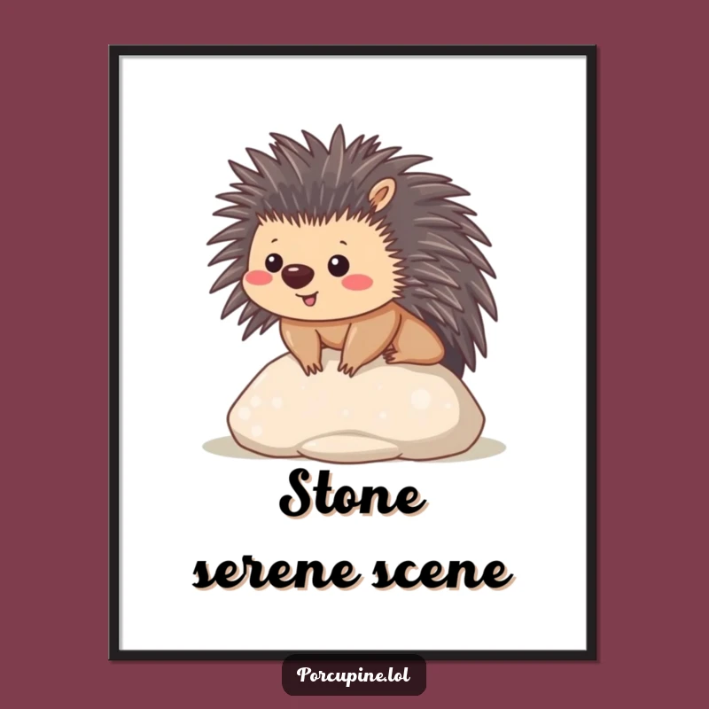 Funny Kawaii Porcupine Digital Art: Contented Prickles Downloadable Gift