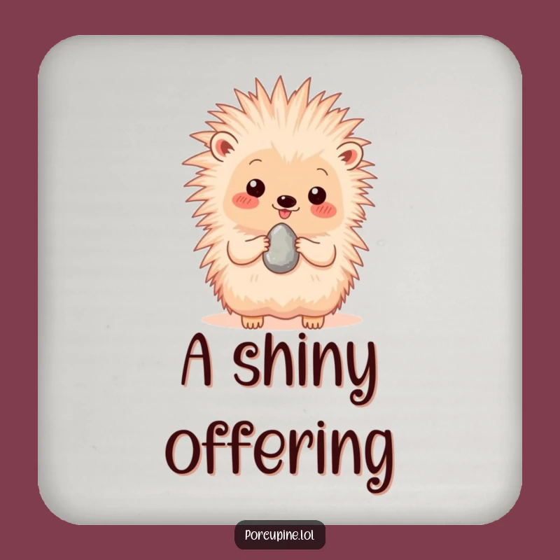 Funny Porcupine Pebble Presenting Drink Coaster - Sweet Protection for Your Surfaces