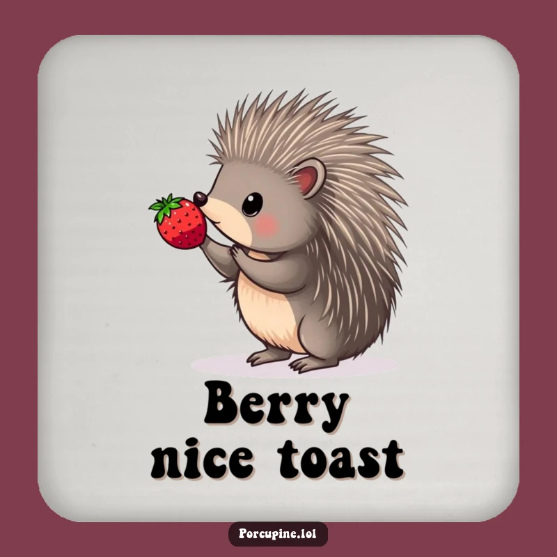Funny Porcupine Berry Balance Drink Coaster - Prickly Table Protection Gift