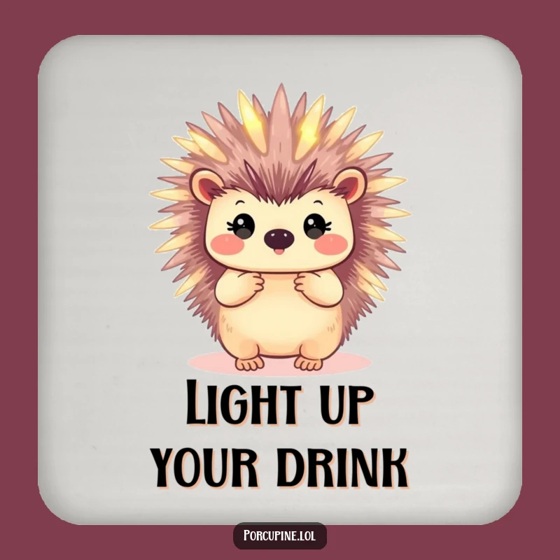 Funny Glowing Porcupine Coaster - Protect Surfaces with Magical Humor