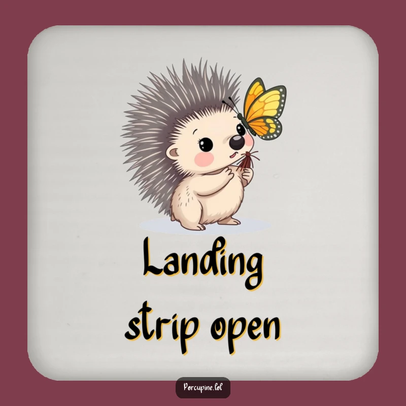 Funny Porcupine Butterfly Drink Coaster - Prickly Table Protection Gift
