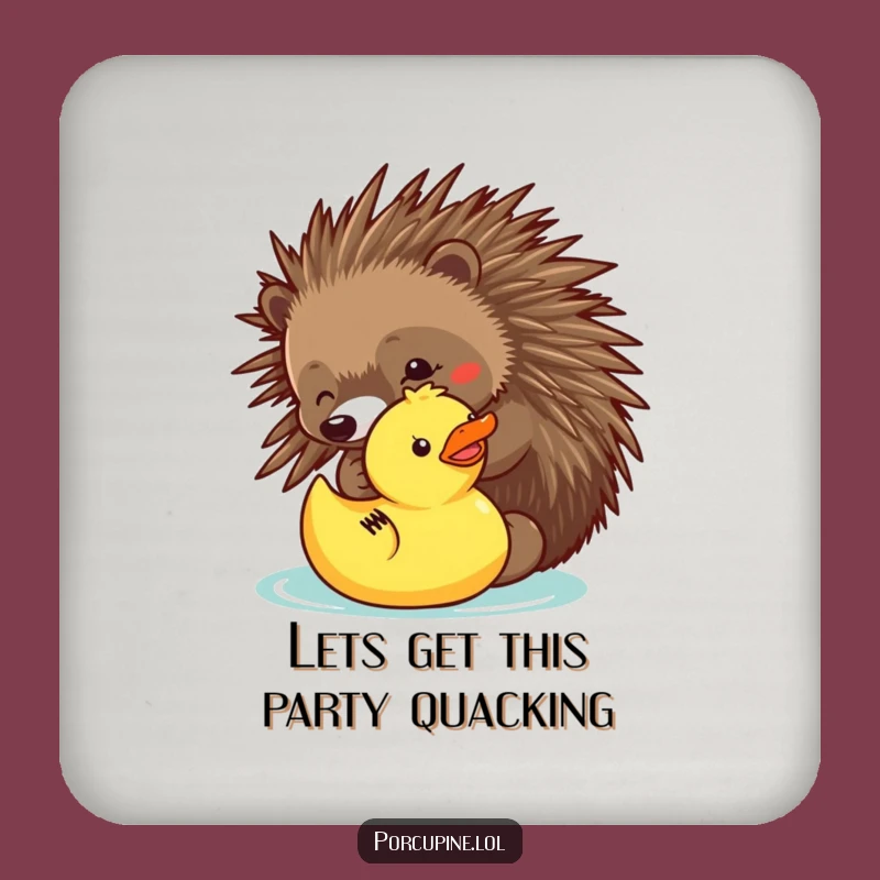 Funny Porcupine Duck Poke Drink Coaster - Protect Surfaces with Playful Charm