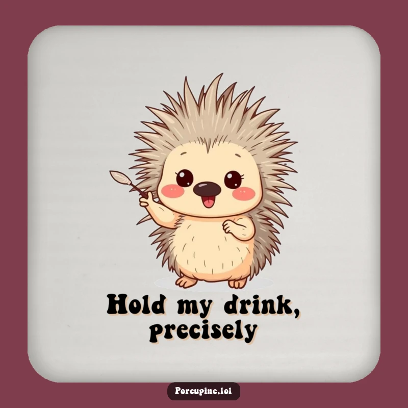 Funny Porcupine Enthusiast Coaster: Protect Surfaces with Hilarious Gestures!