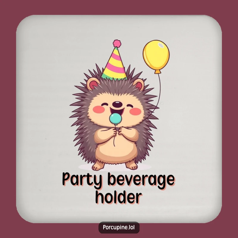 Protect Surfaces with Funny Porcupine Balloon Pop Drink Coaster