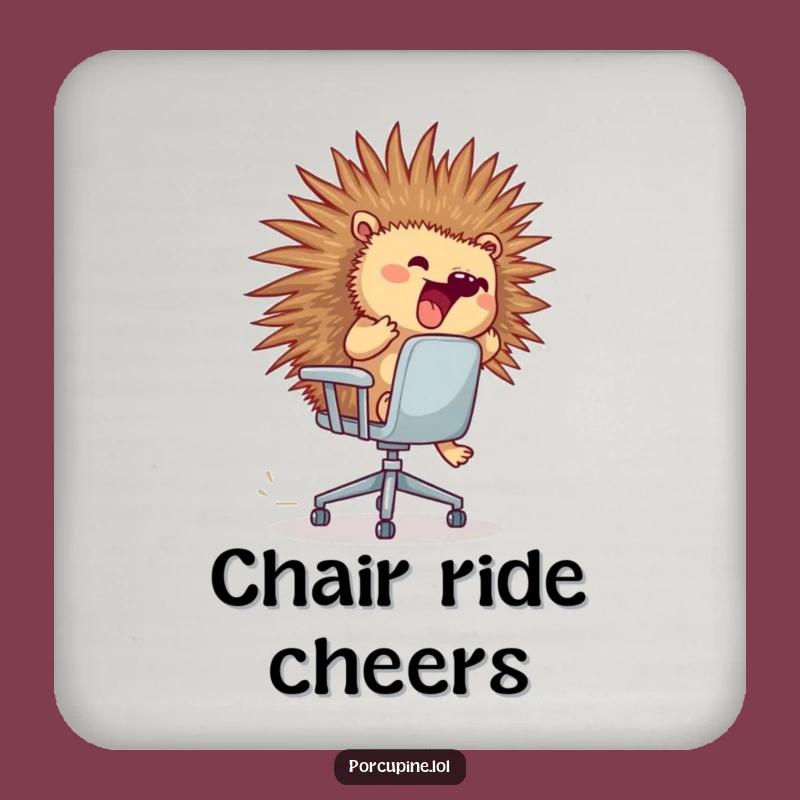 Protect Surfaces with Funny Porcupine Office Chair Drink Coaster