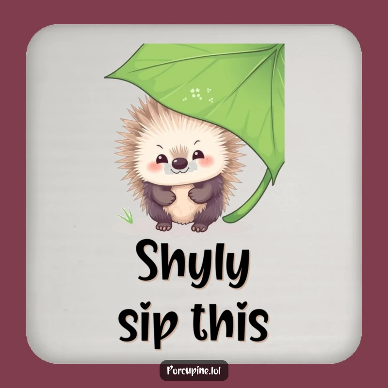 Funny Shy Porcupine Coaster: Protect Surfaces with Bashful, Humorous Art
