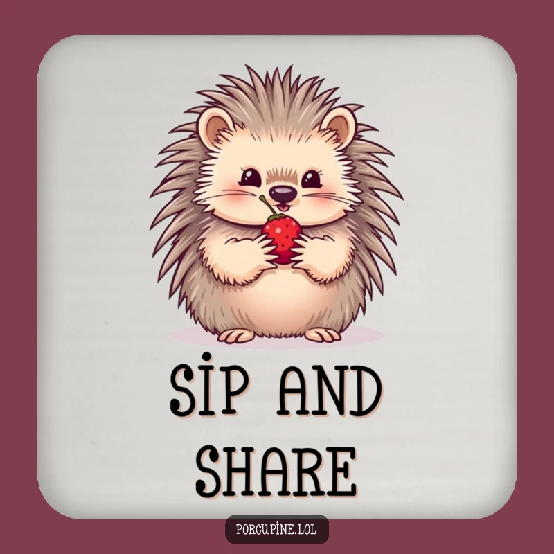 Funny Generous Porcupine Coaster: Protect Surfaces with Heartwarming Art
