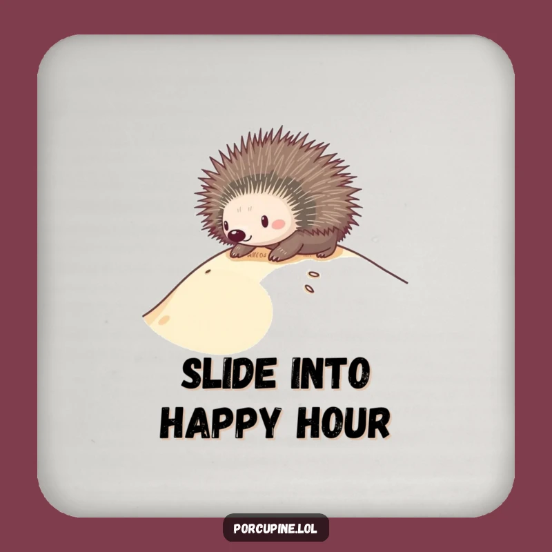 Funny Porcupine Dune Slide Drink Coaster - Protect Surfaces with Hilarious Porcupine Style