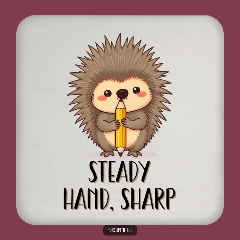 Funny Porcupine Coaster Set - Pencil Balancing Act, Perfect Funny Gift