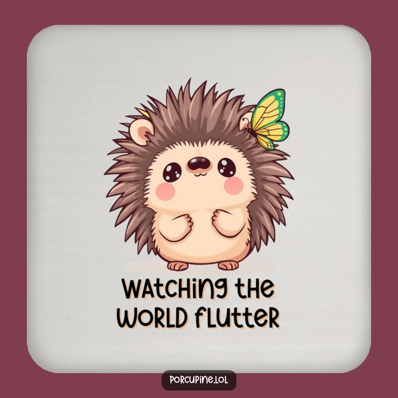 Funny Kawaii Porcupine Butterfly Coasters: Protect Surfaces with Nature's Gentle Charm