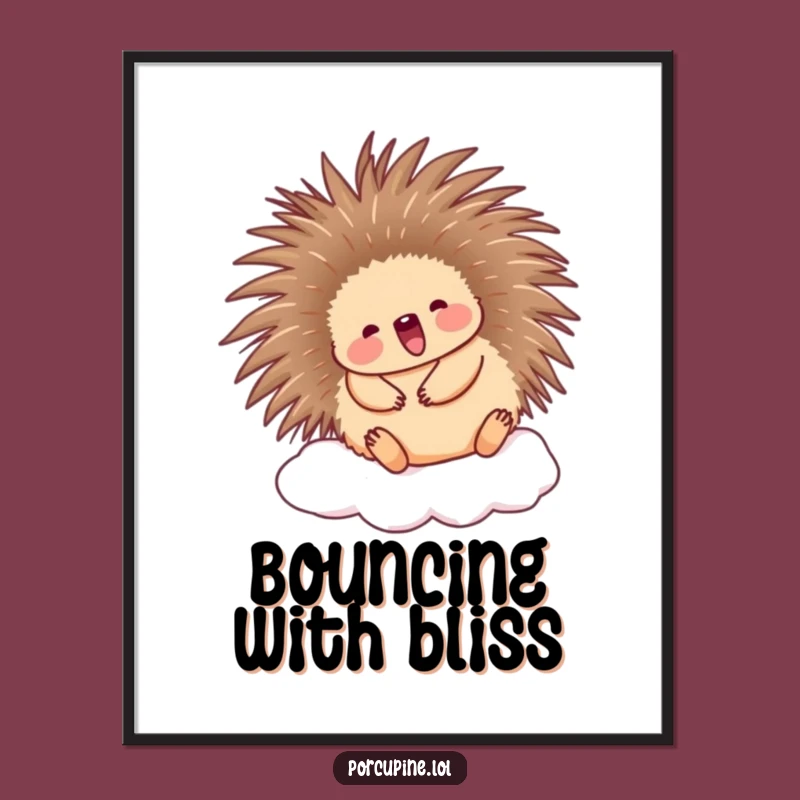 Funny Porcupine Cloud Poster: Cute and happy wall art for a cheerful space