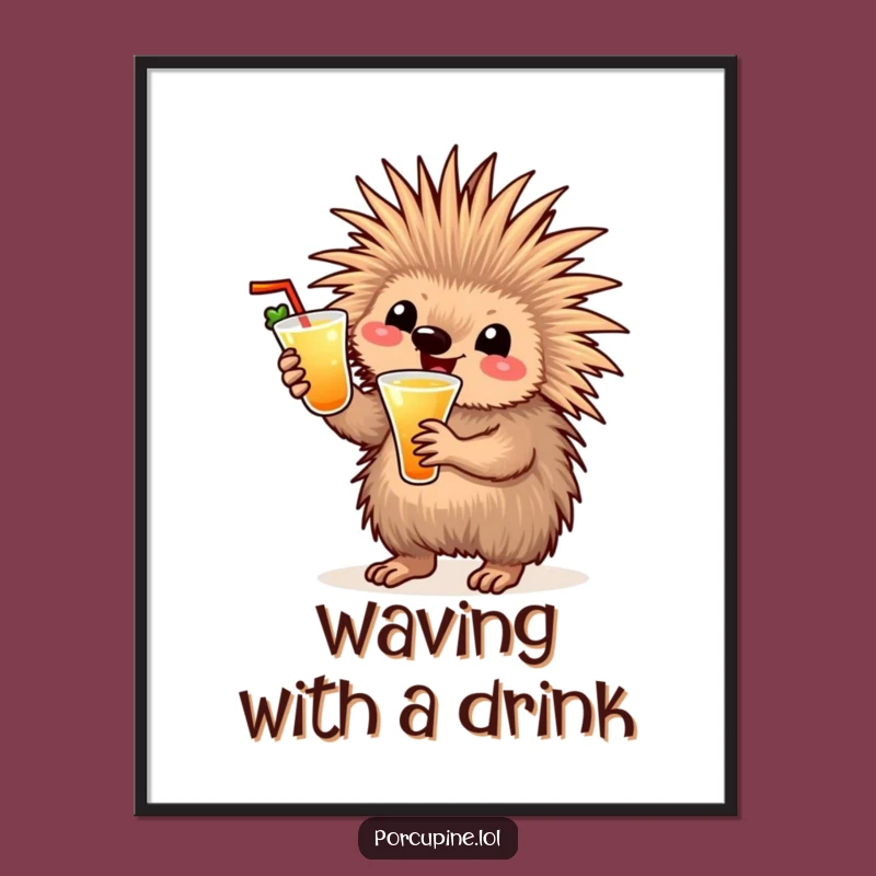 Funny Cocktail Porcupine Poster: Hilarious Art for Your Party Pad!