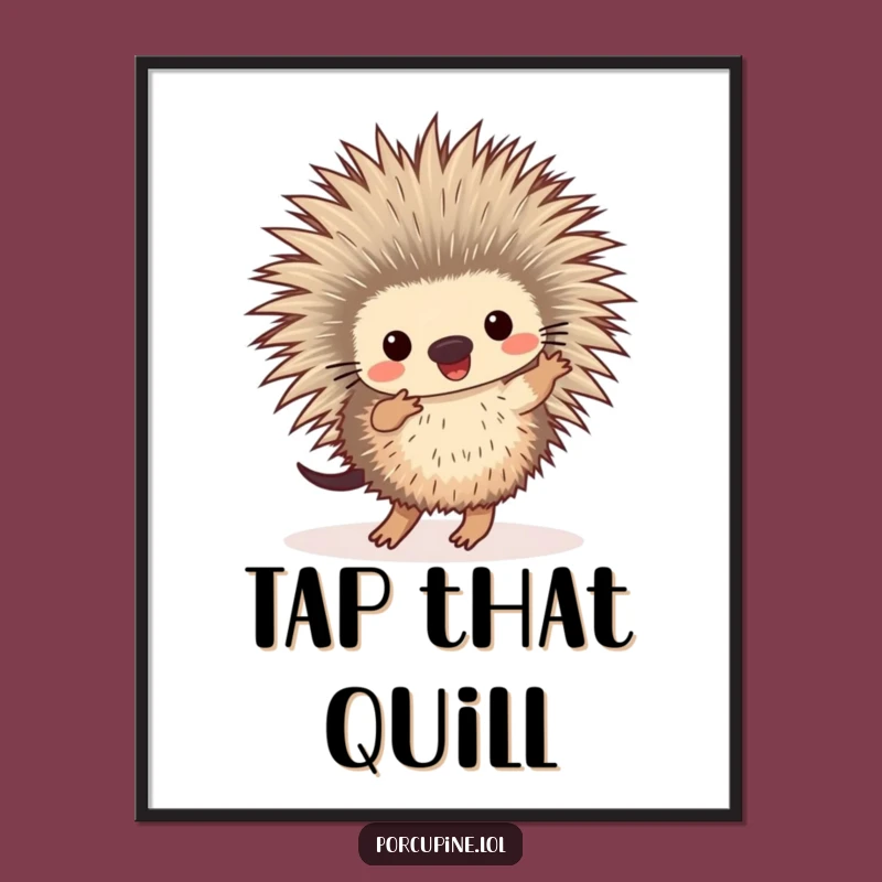 Funny Dancing Porcupine Poster: Bring Joyful Prickly Vibes to Your Wall!