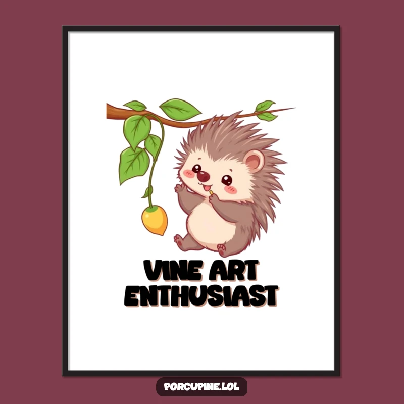 Funny Kawaii Porcupine Poster: Playful Prickles Wall Art Gift Idea