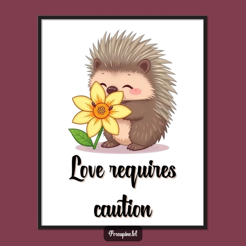 Funny Porcupine Hug Poster: Tender Art for a Humorous Space!