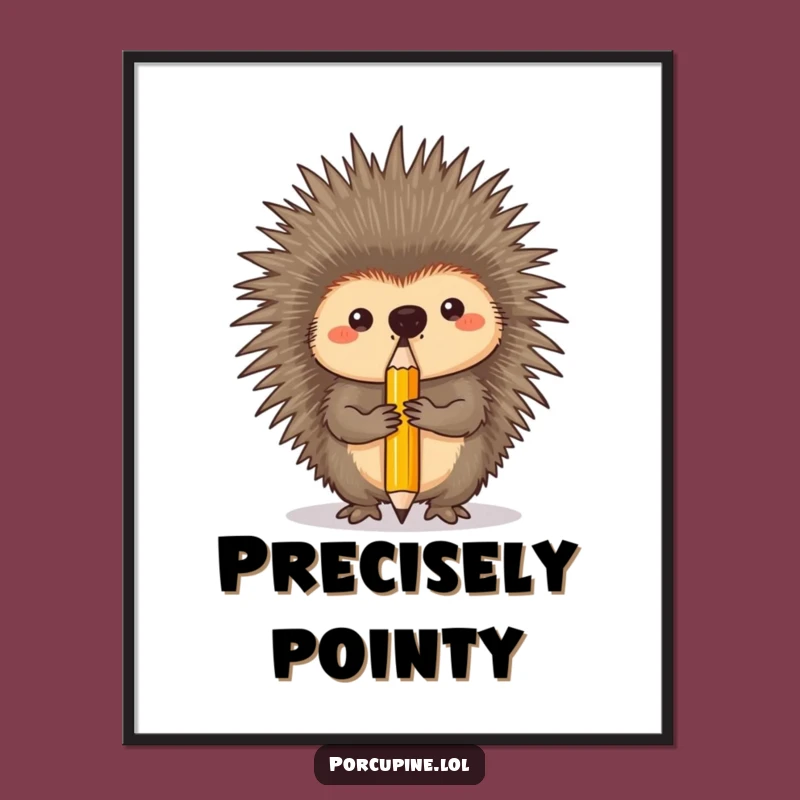 Funny Porcupine Poster - Pencil Balancing Concentration, Perfect Funny Gift Art