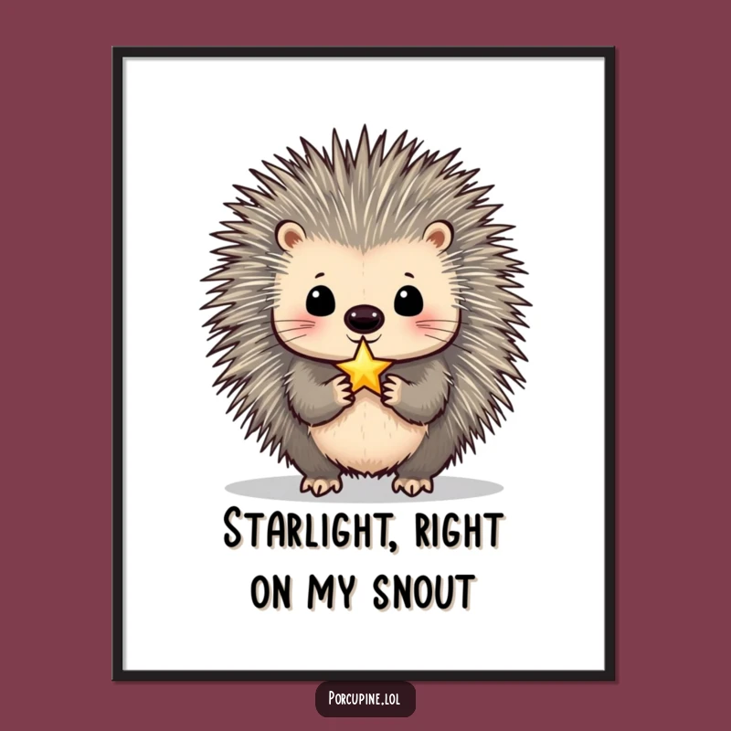 Funny Porcupine Star Balancer Poster: Decorate with Hilarious Aspiration!