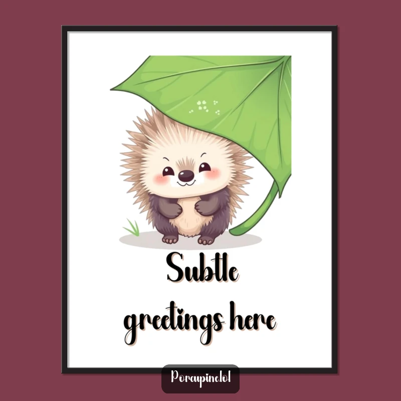 Funny Shy Porcupine Poster: Whimsical Wall Art for Gentle, Joyful Spaces