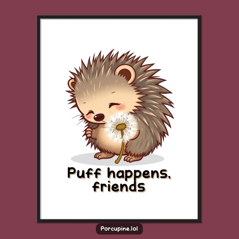 Funny Porcupine Dandelion Poster: Playful Art for a Whimsical Space!