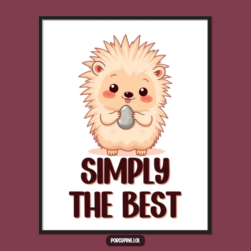 Funny Porcupine Pebble Presenting Poster - Sweet Wall Art for Instant Cheer
