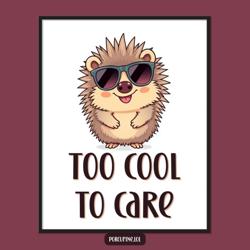 Funny Sunglasses Porcupine Poster: Hilarious Coolness for Your Walls!