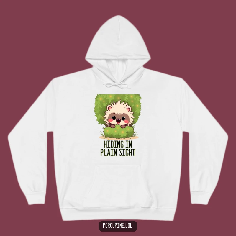 Funny Kawaii Porcupine Hoodie: Cozy Mischievous Grin, Peeking Gift Apparel