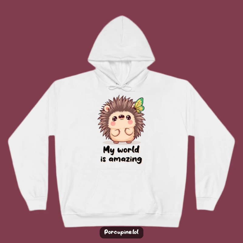 Cozy Funny Kawaii Porcupine Butterfly Hoodie: Embrace Whimsy with This Adorable and Hilarious Gift