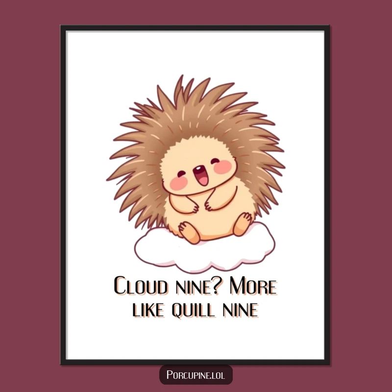 Cute Free Printable Wall Art: Porcupine's Cloud Bounce - Whimsical Downloadable Decor