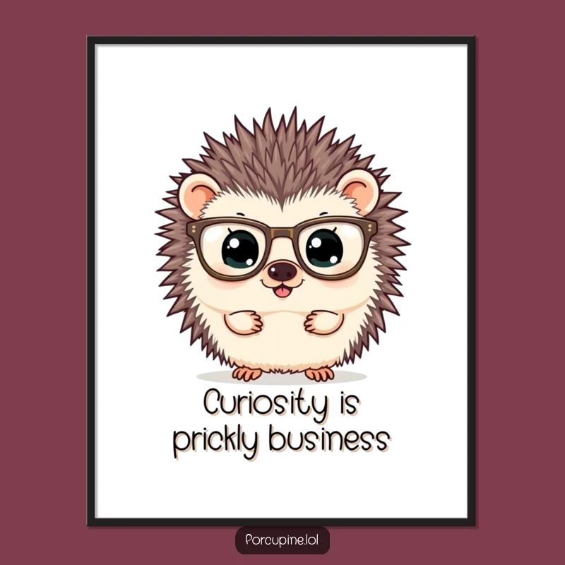 Funny Free Printable Wall Art: Curious Porcupine, Intellectual Downloadable Decor