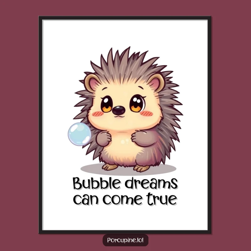 Free Printable Wall Art: Funny Porcupine & Bubble Dreamscape, Whimsical Downloadable Decor!