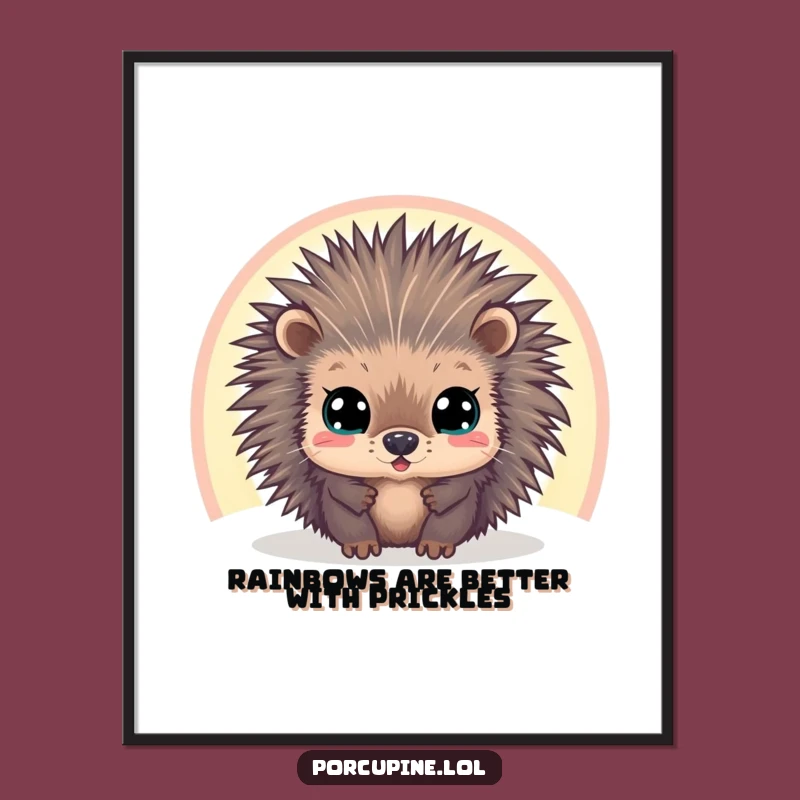 Free Printable Wall Art: Funny Porcupine Rainbow - Quirky Downloadable Decor!