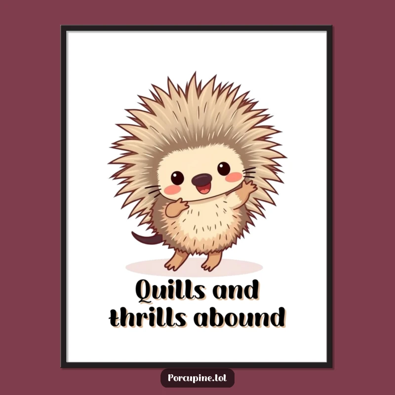 Funny Dancing Porcupine Free Printable Wall Art - Quirky Downloadable Decor!