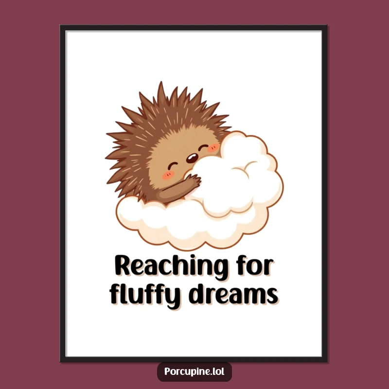 Funny Free Printable Wall Art: Cloud Hugging Porcupine - Whimsical Downloadable Decor