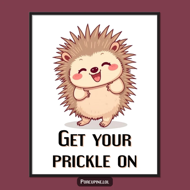 Funny Free Printable Wall Art: Dancing Porcupine, Wiggling Quills, Joyful Downloadable