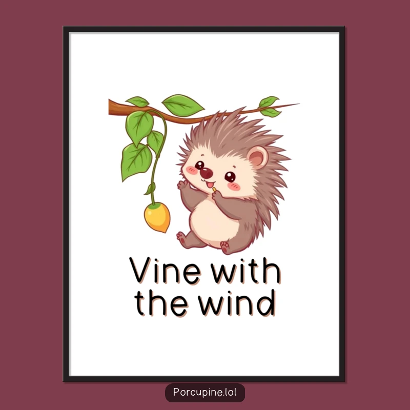 Funny Free Printable Wall Art: Playful Kawaii Porcupine Art