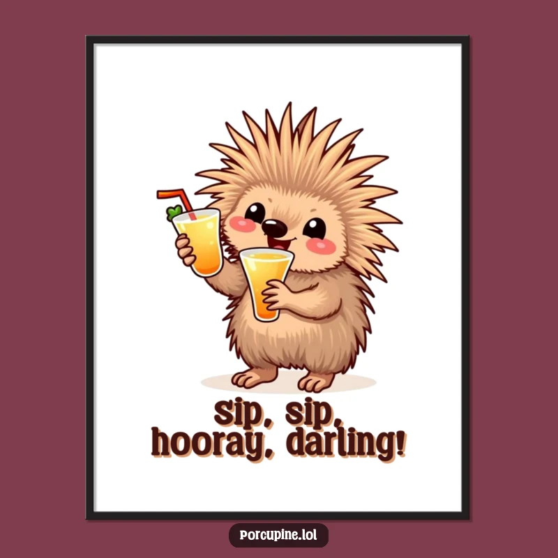 Funny Free Printable Wall Art: Porcupine Cocktail Party - Downloadable Decor
