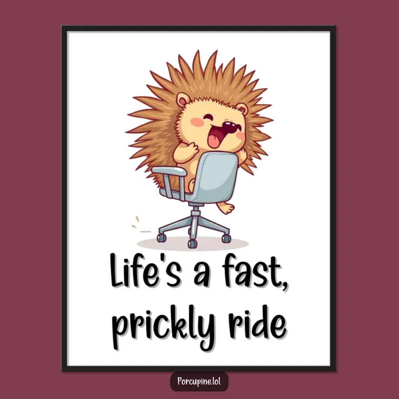 Free Printable Porcupine Wall Art: Funny Chair Race Downloadable Decor