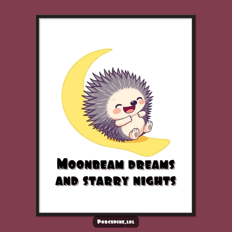 Free Printable Wall Art: Funny Porcupine Moonbeam - Dreamy Downloadable Decor!