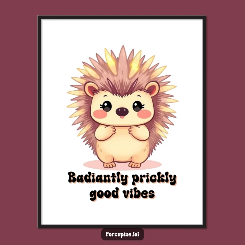 Funny Free Printable Wall Art: Glowing Porcupine - Whimsical Downloadable Decor
