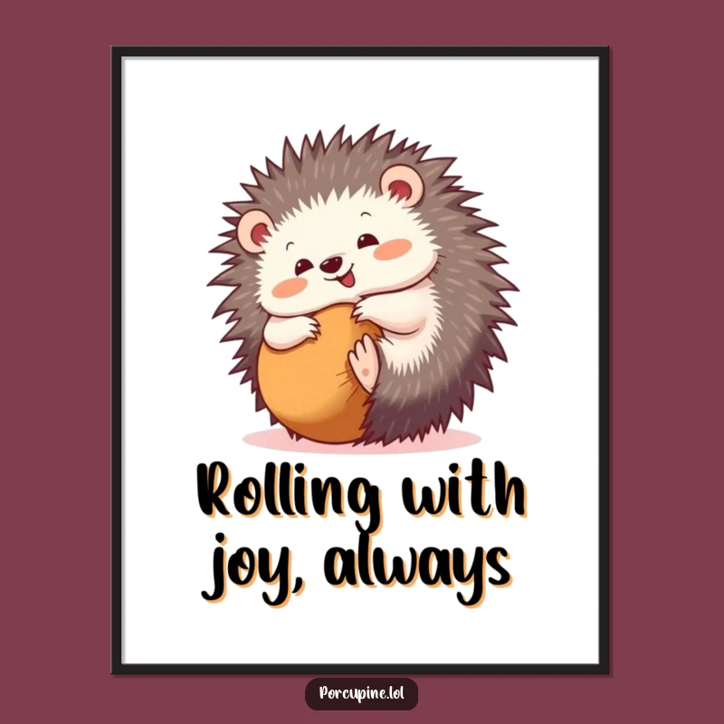 Funny Free Printable Wall Art: Rolling Porcupine, Whimsical Downloadable Decor