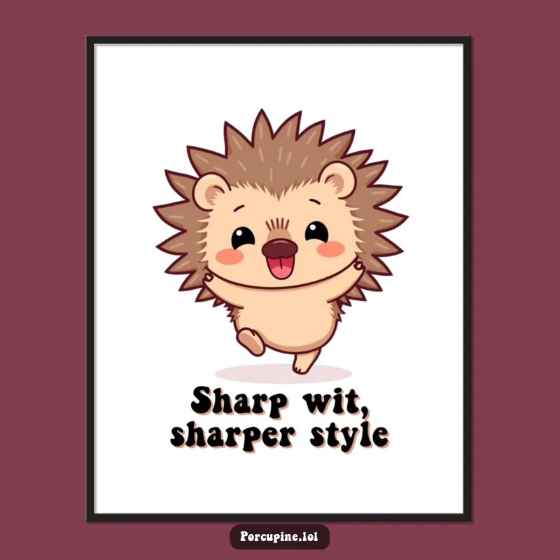 Free Printable Wall Art: Kawaii Porcupine Hop Funny Downloadable Decor