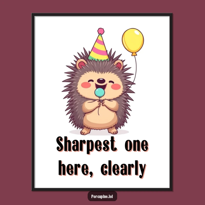 Free Printable Porcupine Wall Art: Funny Popping Balloon Downloadable Decor