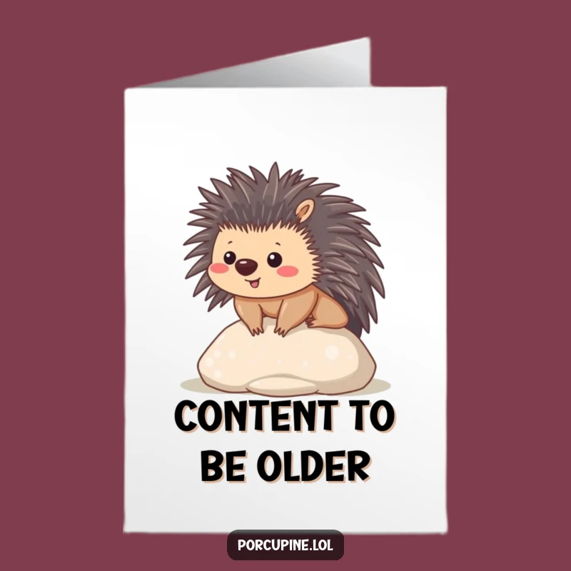 Content Free Printable Birthday Card: Cozy Kawaii Porcupine Wishes