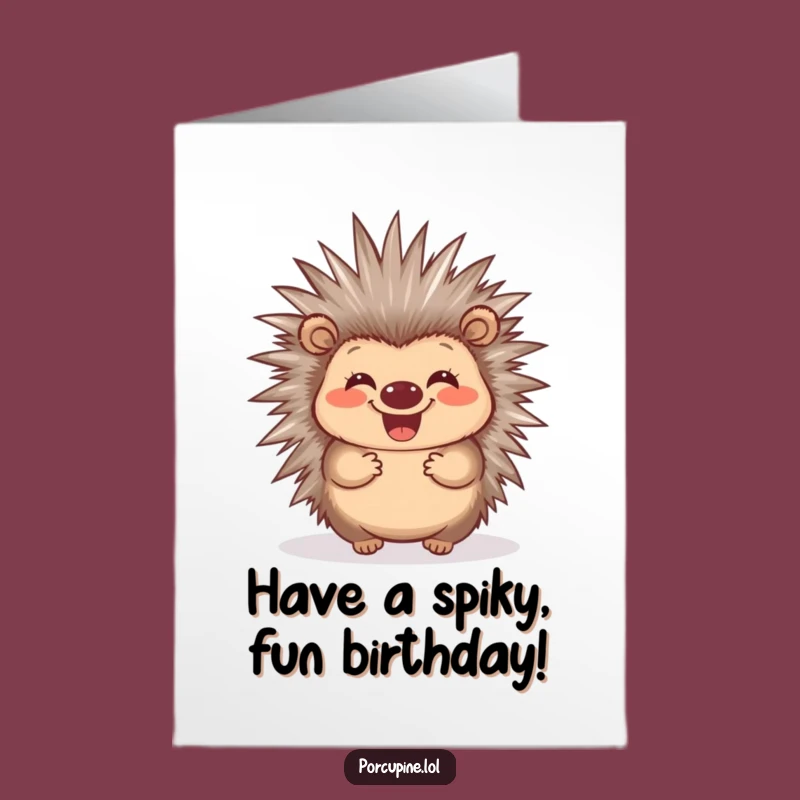 Free Printable Birthday Card: Grinning Porcupine, Joyful Downloadable Gift!
