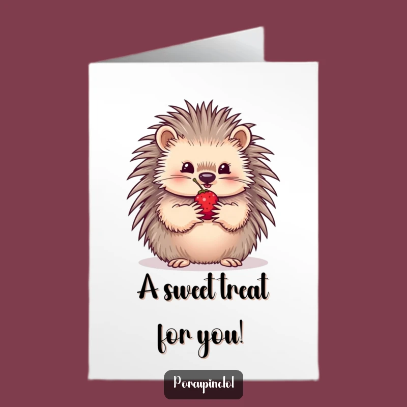 Free Printable Birthday Card: Porcupine's Berry Gift, Sweet Downloadable Wishes!