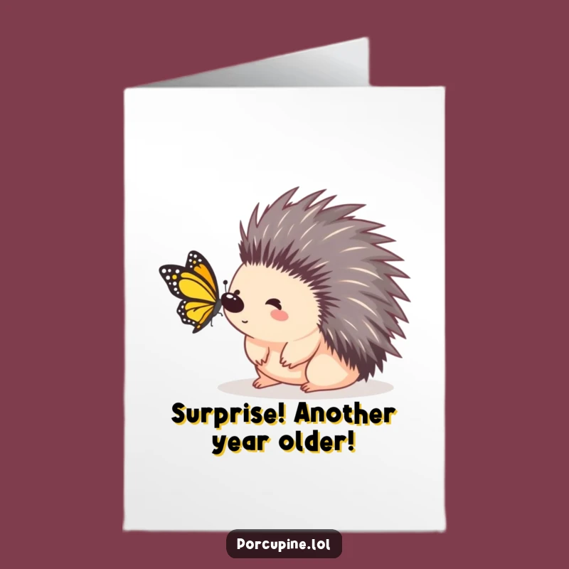 Free Printable Birthday Card: Surprised Porcupine - Funny DIY Downloadable Gift!